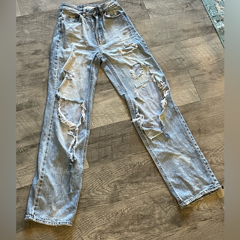 Light wash super distressed 90s boyfriend PacSun denim 22 jeans good used cond 2